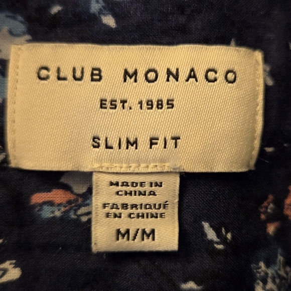Club Monaco Dark Floral Slim Fit Shirt Size Med - Picture 5 of 6
